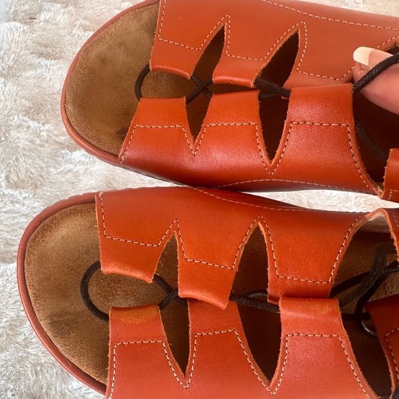 Wolky Orange Leather Women's Sandals - Picture 8 of 10